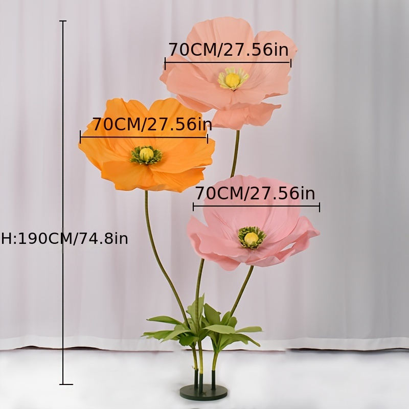 TEMU 1 Set Of 3 Giant Flowers, Artificial Flowers, Fake Flowers, Silk Screen Flowers, Home Decoration Floral Arransynthetic Gemstoneents, Shopping