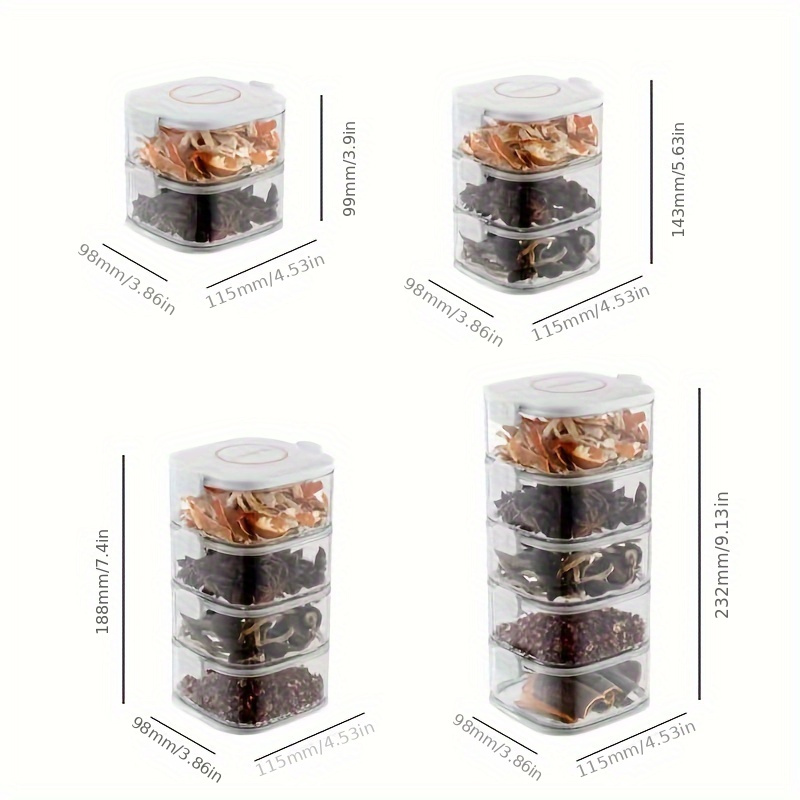 stackable airtight spice containers set with lids pet material bpa free   storage jars for kitchen organization removable seasoning boxes for spices herbs condiments multi purpose use details 1