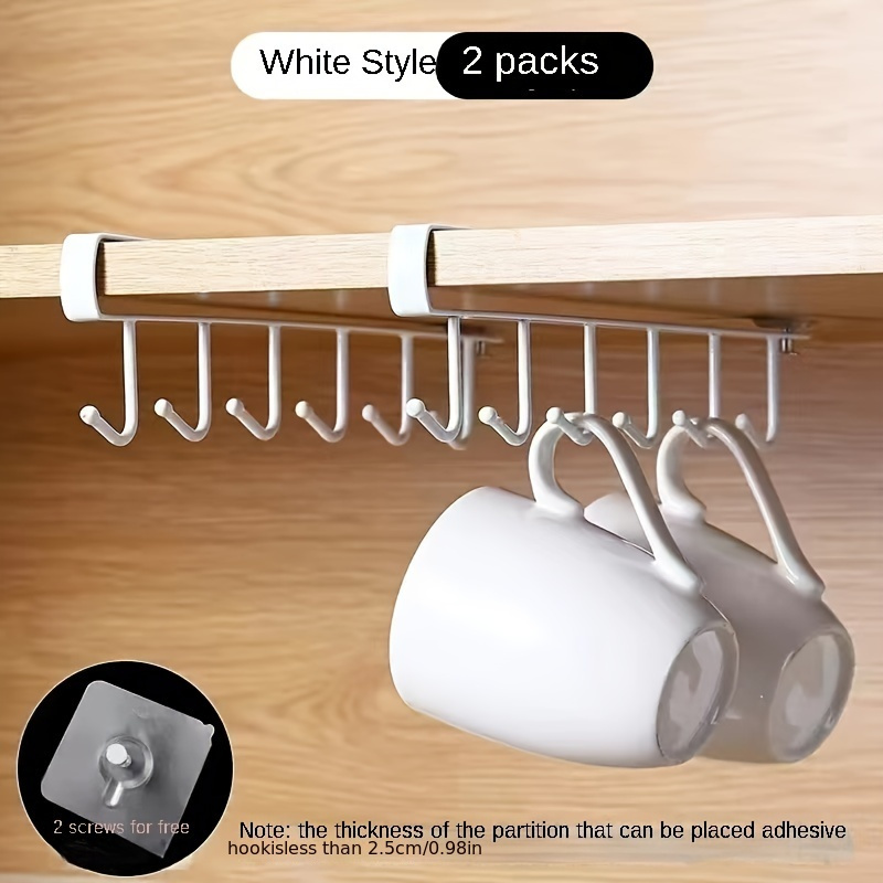Storage Racks Under Cabinet Hook Cup Holder with Screw Stickers 6