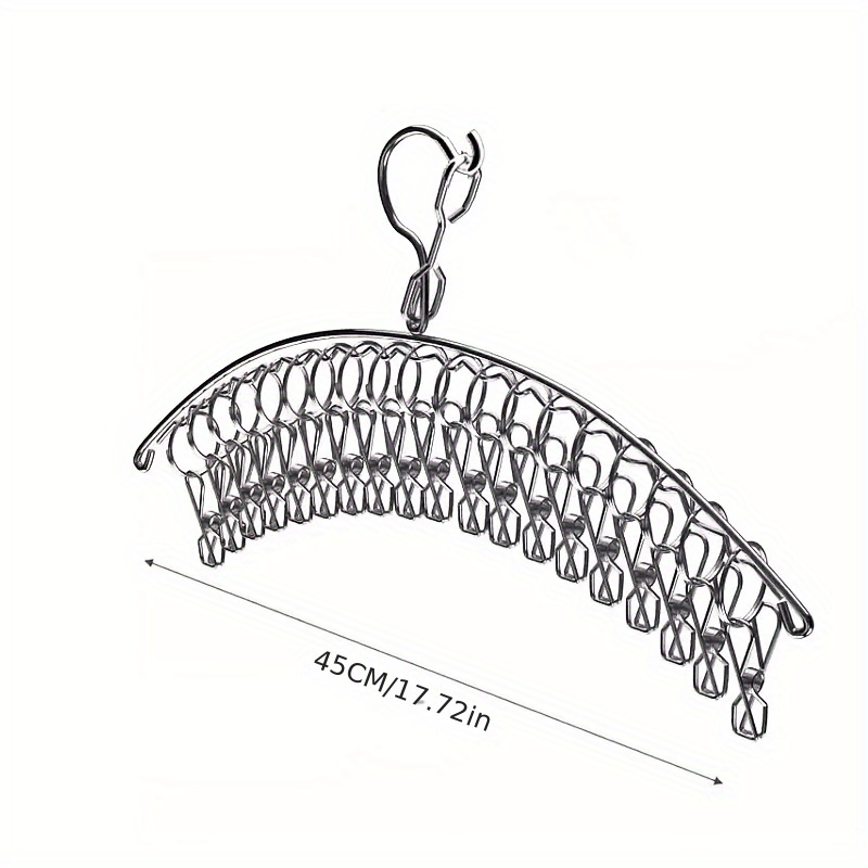 E-shop Platzsparender Edelstahl-Kleiderbügel mit 20 Clips – Langlebig, Rostfrei, Geeignet für Socken, BHs und Handschuhe, Praktische Haken