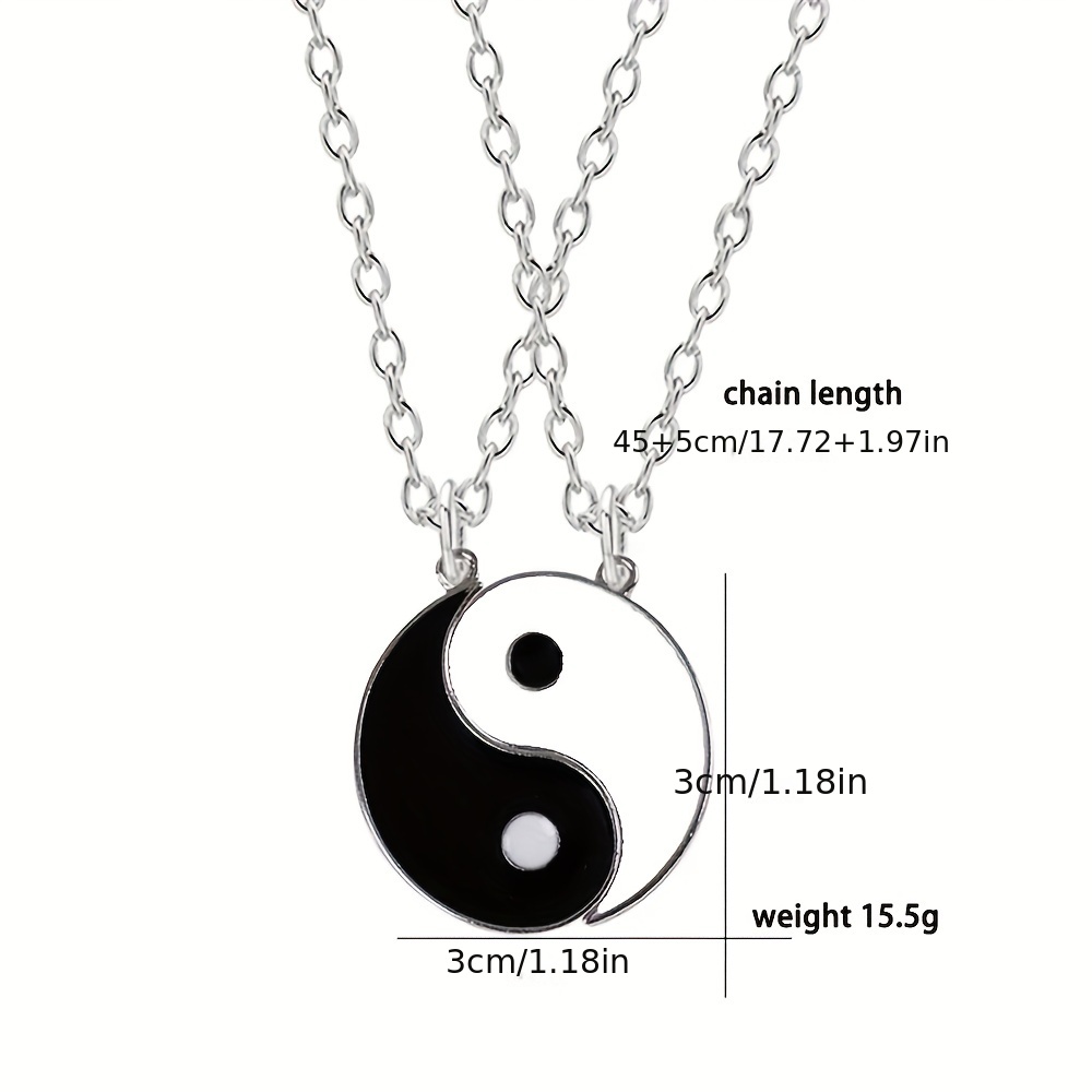 lixuesong Necklace,2x Tai for Chi Pendant Couple Magnet Necklaces for rs  Best Yin Yang Long Chain Necklace Fashion Jewelry Gift
