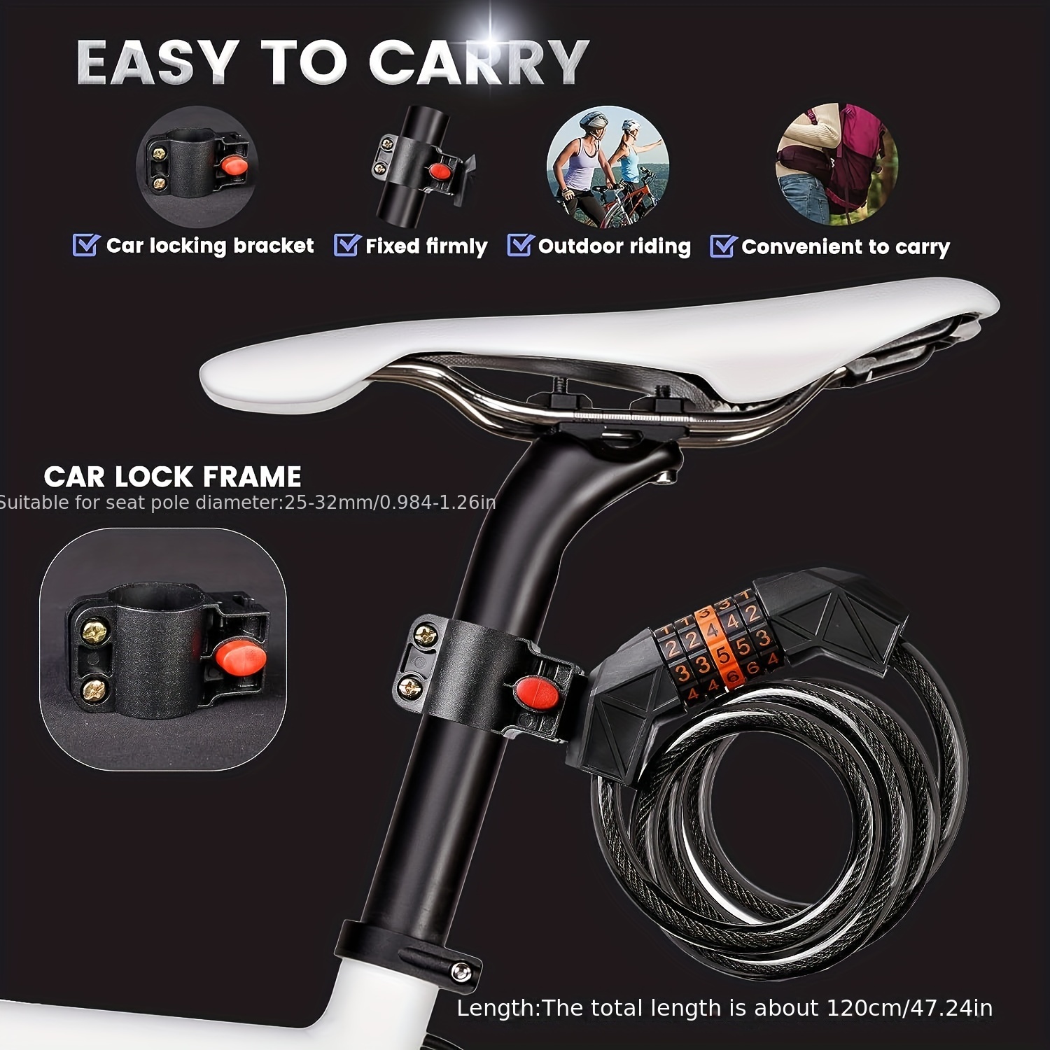 Bicycle Lock Anti theft Cable Lock 5 digit Intelligent Code Temu