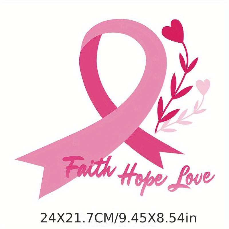 Iron on Decals Large Pink Ribbon Breast Cancer Awareness Iron on