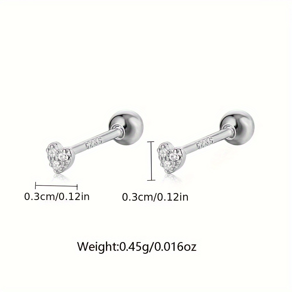 S925 Sterling Silver Heart Earrings Preppy Style