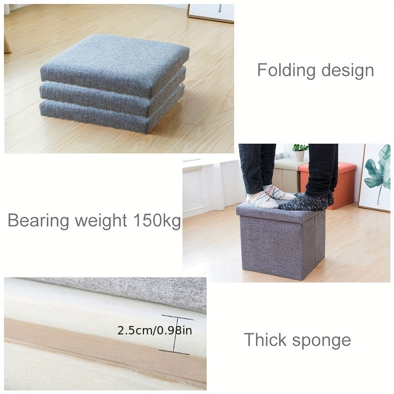 Linen Fabric storage Stool Foldable household Coffee Table Sofa Footstool  Ottoman storage box change shoe bench mx9171609