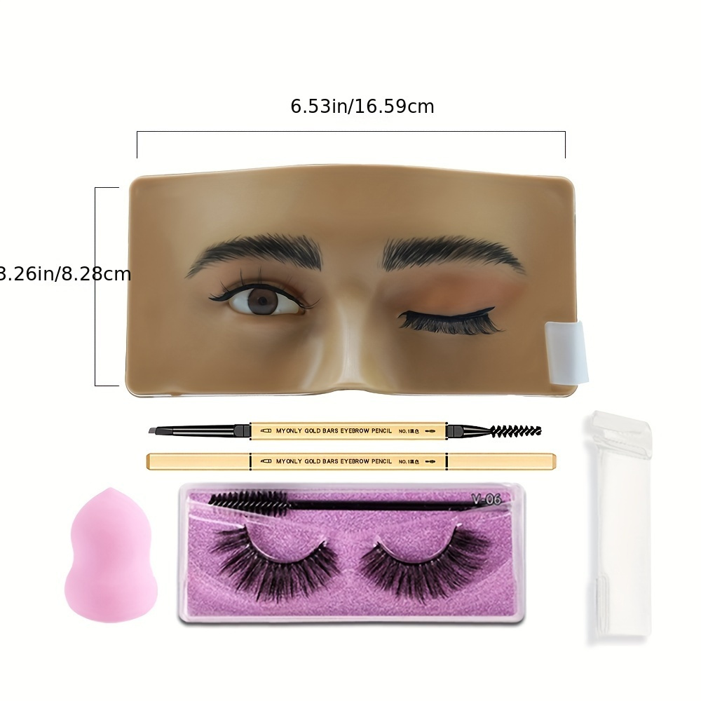 Makeup Practice Facial Board , 5D Silicone Full Face Practice Eyelash Eye  Shadow, For Makeup Artist, Beginners, Simulated Human Model Practice Makeup