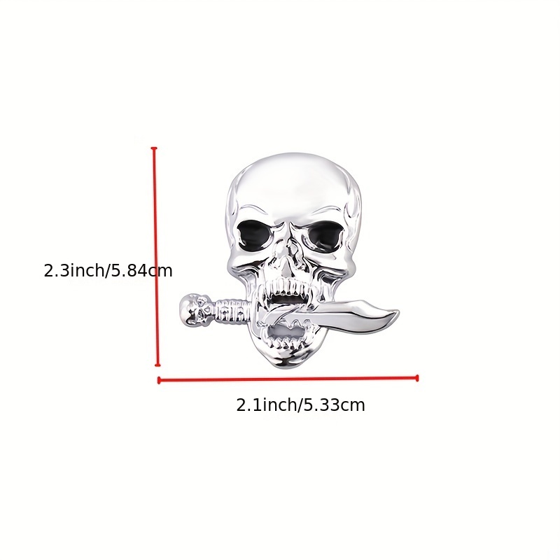 3d Color Skeleton Car Sticker Metal Skull Knife Sword Emblem - Temu