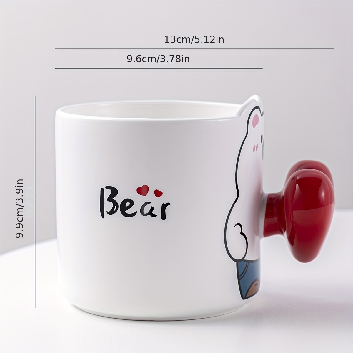 1pc Ceramic Mug With Lid & Bear Shaped Handle For Coffee