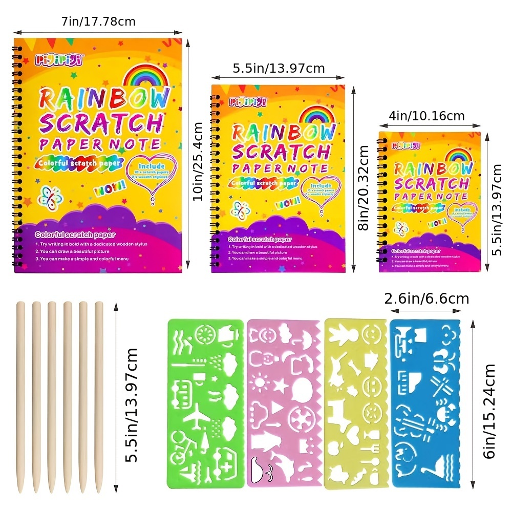 ZMLM Scratch Paper Art-Crafts Notebook: 2 Pack Bulk Rainbow Magic Paper