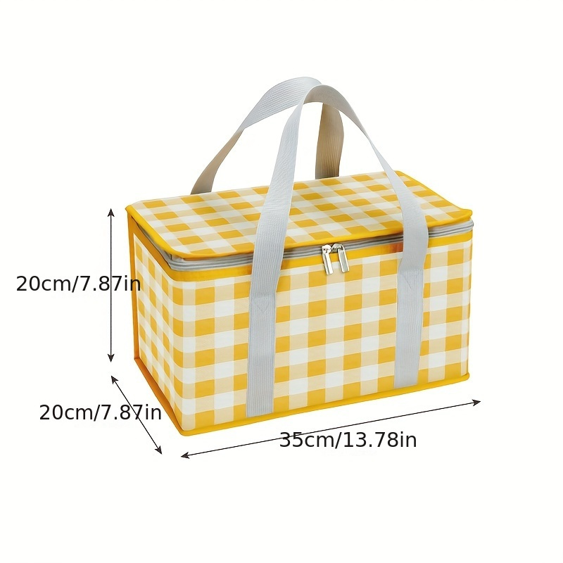 1pc Checkered Pattern Portable Lunch Bag