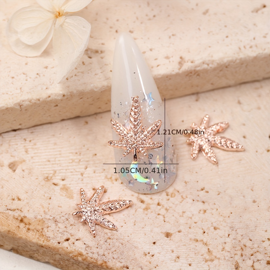 3d Alloy Maple Leaf Nail Art Charms sparkling Silver Nail - Temu