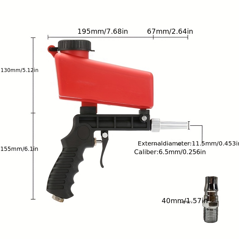 Portable Hand Held Media Spot Sand Blaster Gun Air Gravity Feed Rust Remover