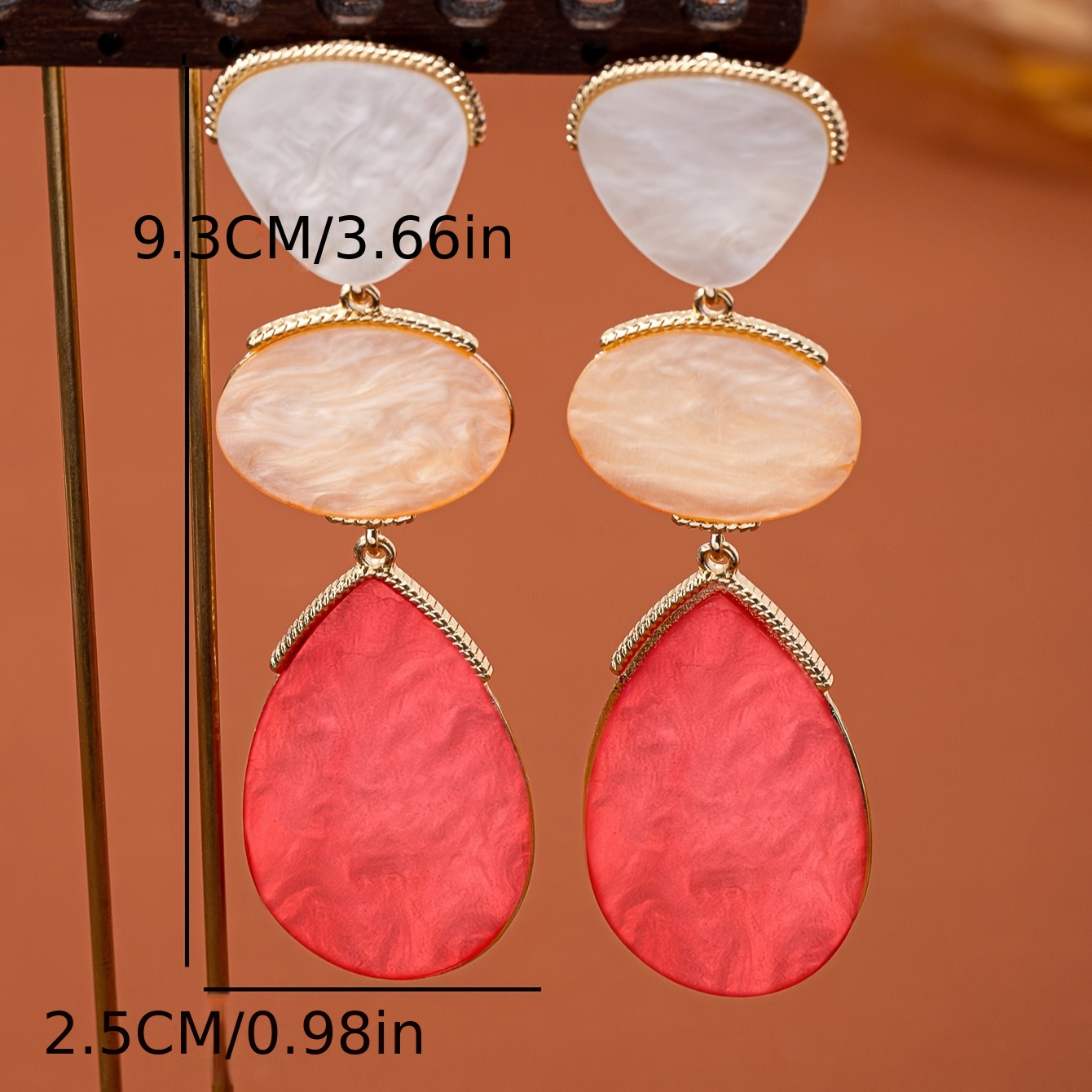 Women's Multi-Layer Vibrant Geometric Drop Earrings, European Style