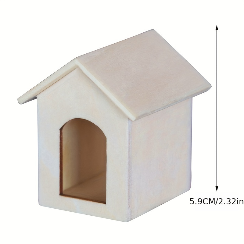 Dollhouse Dog House Toy Accessories Mini Wooden Kennel Model - Temu