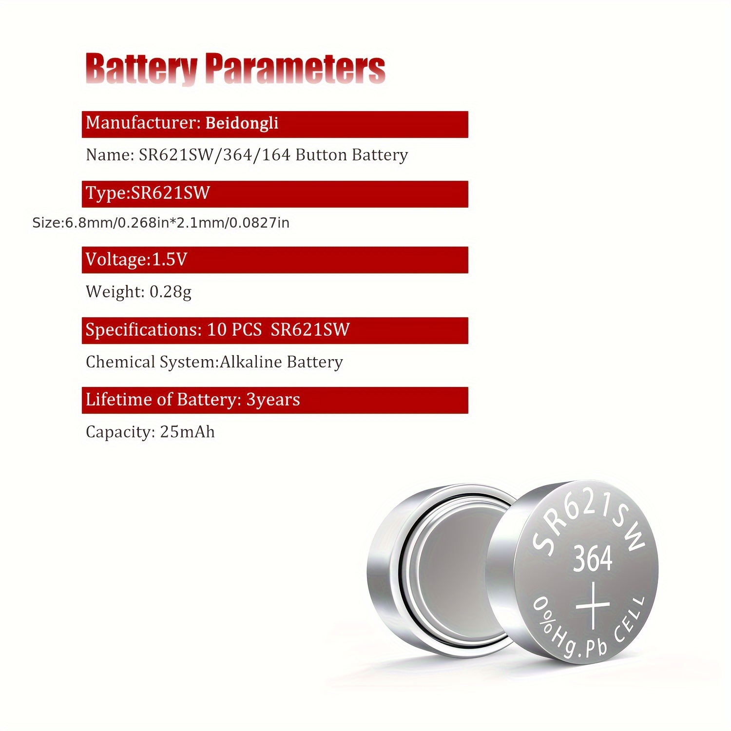 40pcs sr621sw 364 batterie montre fuite Temu