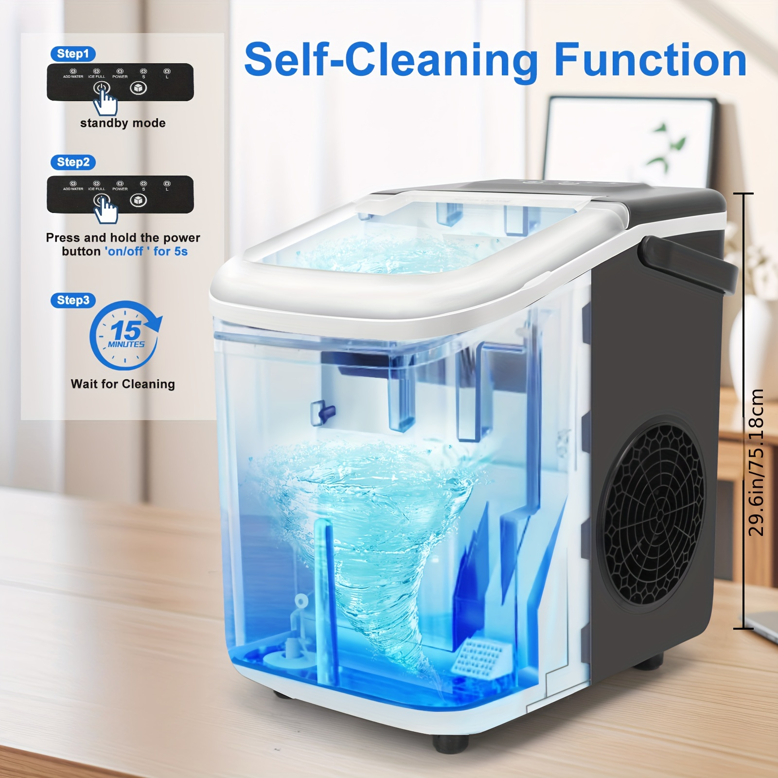 christmas gift ice maker countertop 9 cubes ready in 7 20lbs in 24hrs 2 sizes of bullet ice self cleaning ice machine with ice scoop and basket for home kitchen details 5
