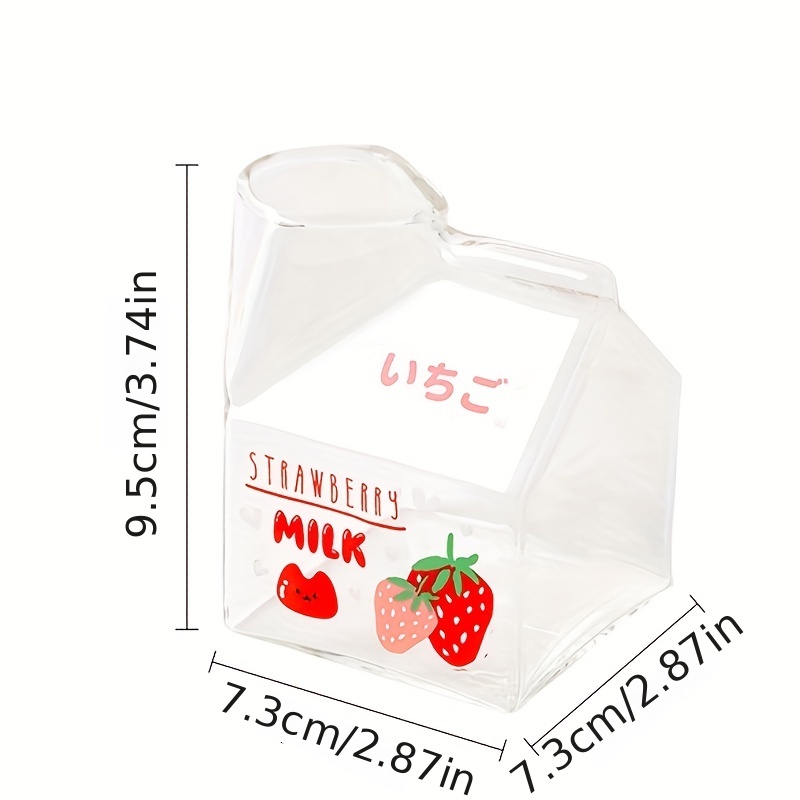 Cute Kawaii Milk Carton Cup Microwavable Glass Mug - Temu
