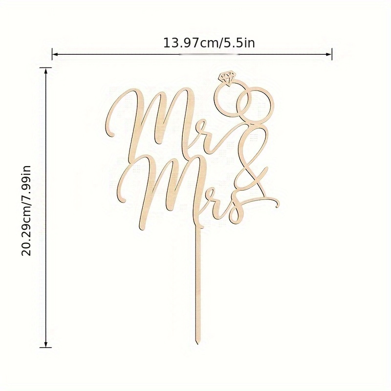 1pc, Mr And Mrs Wedding Cake Topper Cake Decoration In Wood, Wedding, Graduation, Anniversary Decor, Wedding Supplies, Halloween, Christmas
