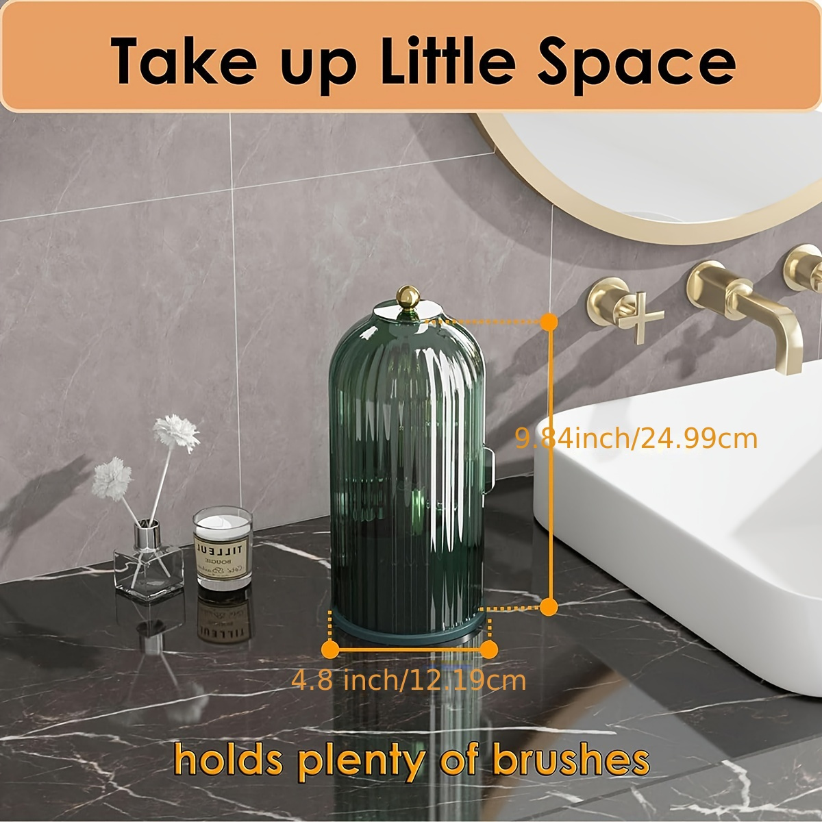 makeup brush holder with dustproof cover 360 rotating makeup brush organizer for vanity bathroom Product details 1