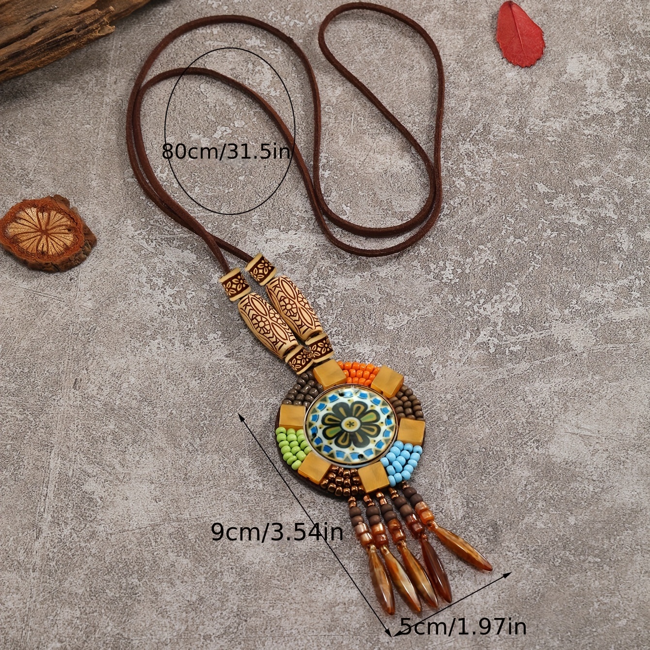 Dropship 3Pcs Vintage Handmade Wood Pendant With Cute Charms Long Leather  Necklace Sweater Chain For Girl Women Long Necklace All-Match Style Gift to  Sell Online at a Lower Price