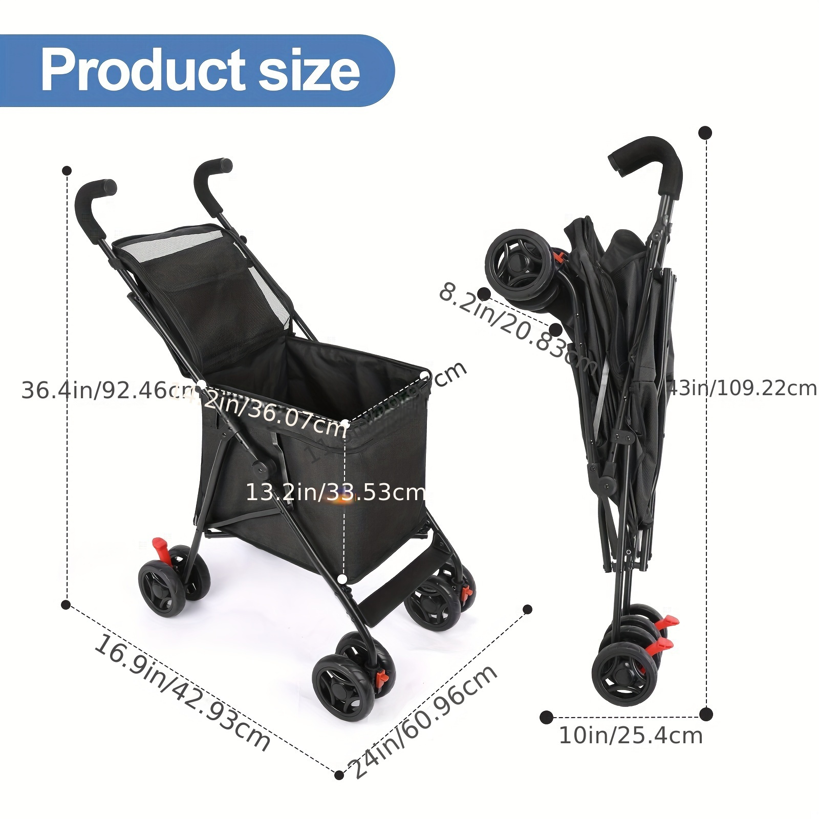folding shopping cart the original patented 60lbs capacity minimalist black details 2