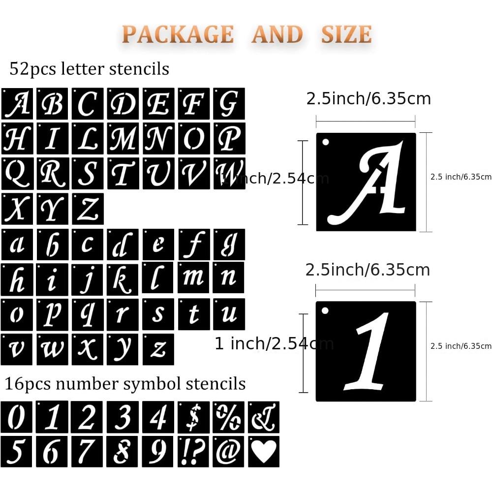 Alphabet Letter Stencils 4 inch, 42 Pcs Reusable Plastic Letter