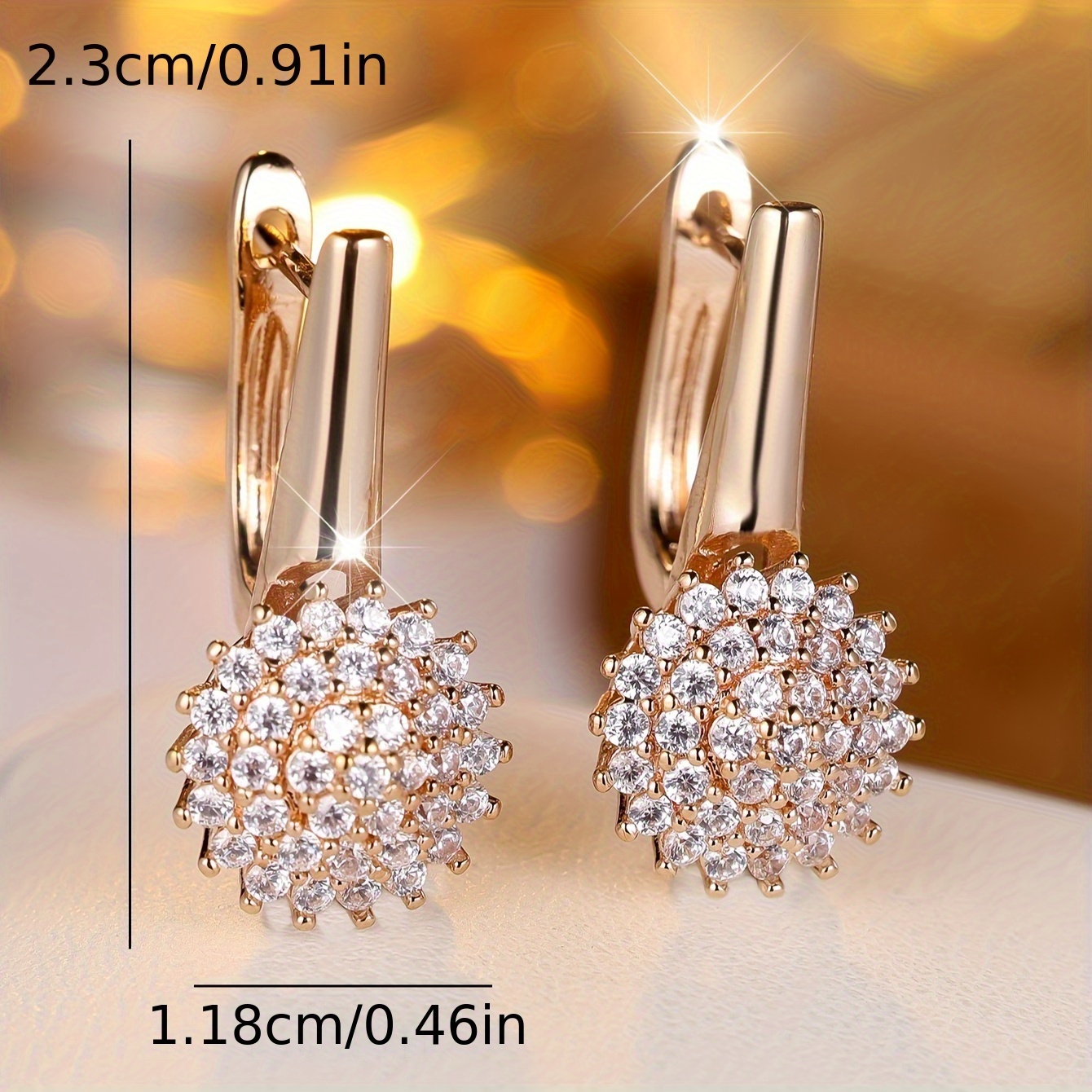 Boho Vintage Style Hoop Earrings Copper Base Sunflower CZ Valentines