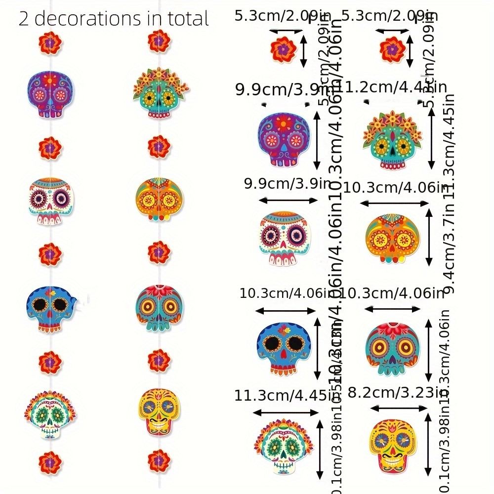 Image of 2pcs/set, Party Decorations, Mexican Carnival Party Ribbons, Colorful Decorations, Halloween Party Atmosphere Decorations, Home Decor