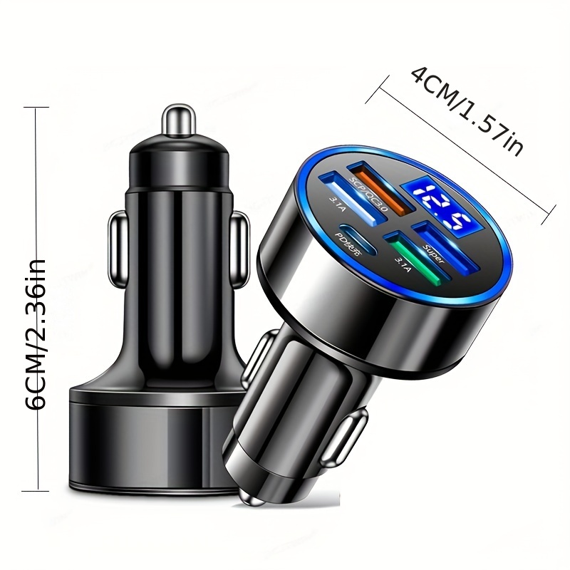 PD + QC 3.0 Fast Charging Car Phone Charger Adapter 4 Ports Usb Car Charger  Type C PD Quick Charge 3.0 Car Charger