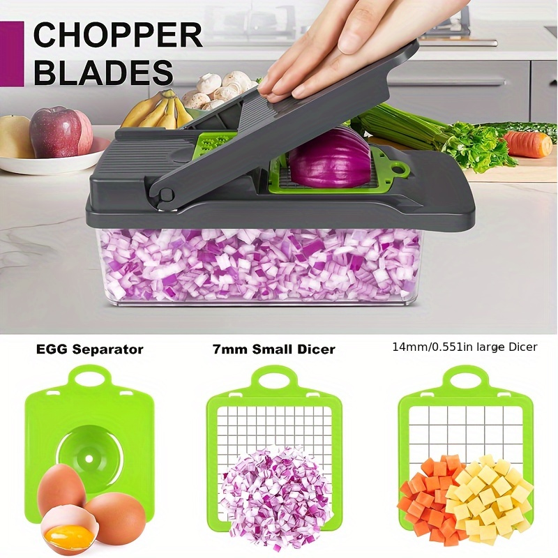 

versatile 16" All-in-one 16" Vegetable Chopper & Slicer Set - Manual, With Container And 8 Blades For Perfect Onion Mincing, Potato Shredding & More