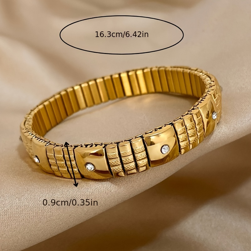 Rhinestone Embedded Spring Bracelet for Men and Women