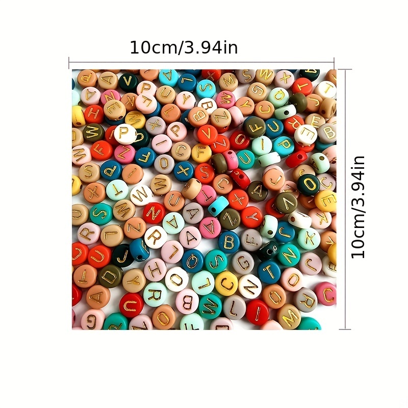 DIYDEC 1000pcs Round Letter Beads Acrylic Gold Alphabet Beads 4x7 mm White  Letter Beads with Crystal Line for Friendship Bracelets Jewelry Making DIY