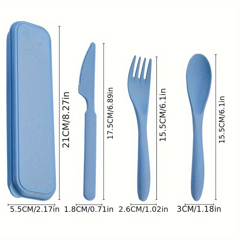 Portable Cutlery Set, Reusable Travel Utensils, Wheat Straw Flatware Set,  Camping Silverware With Case, Tableware, Knife, Spoon, Fork, For Lunch Box  Workplace Camping School Picnic - Temu