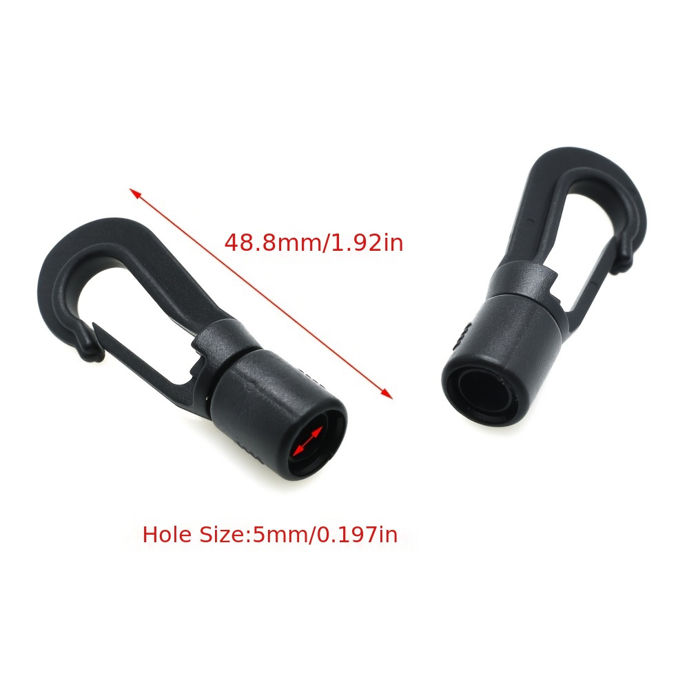 E-shop 10 Stk. Kunststoffhaken Rucksackhaken Hochleistungs-Spanngurte Reisebügel Plane-Clips Reise-Mantelbügel Zelt-Hochleistungs-Karabiner Schwarz