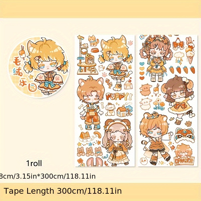 Washi Tape Set Hand Account Tape Cute Cartoon Character Cute - Temu