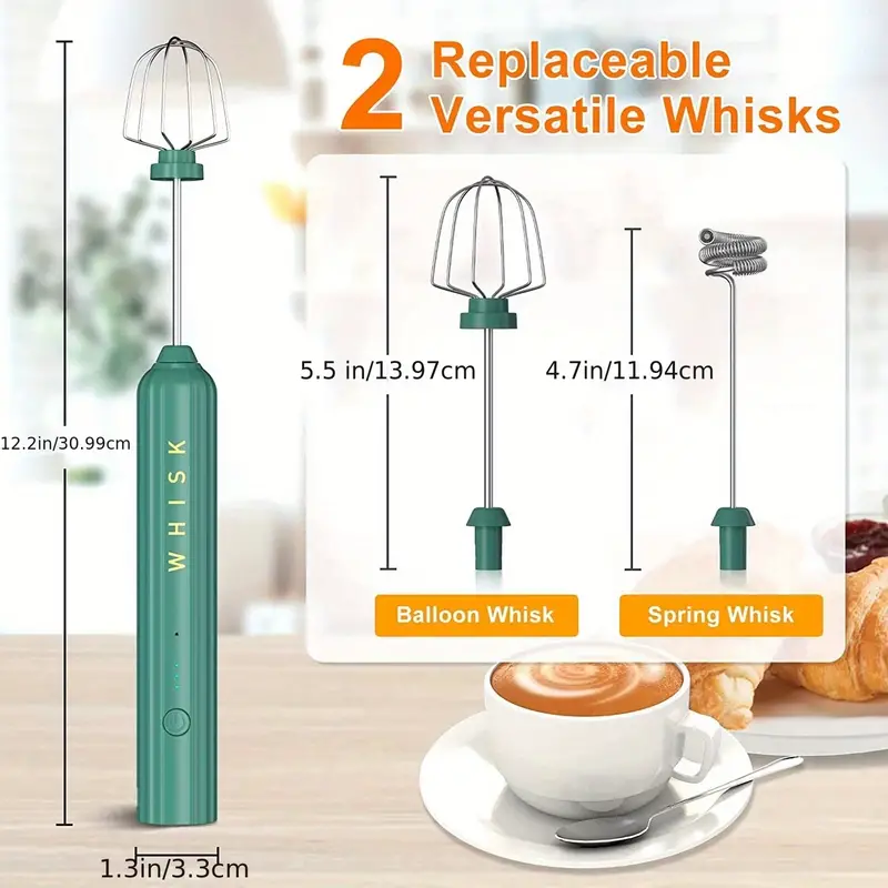 1pc milk frother for coffee 2000 power handheld frother electric whisk milk foamer mini mixer and coffee blender frother for frappe latte matcha two types of double ended details 5