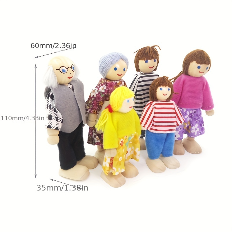 Jzszera Wooden Doll House People of 8 Figures, Dolls Family Set for Girls  Toddler Kids Dollhouse Accessories Toy