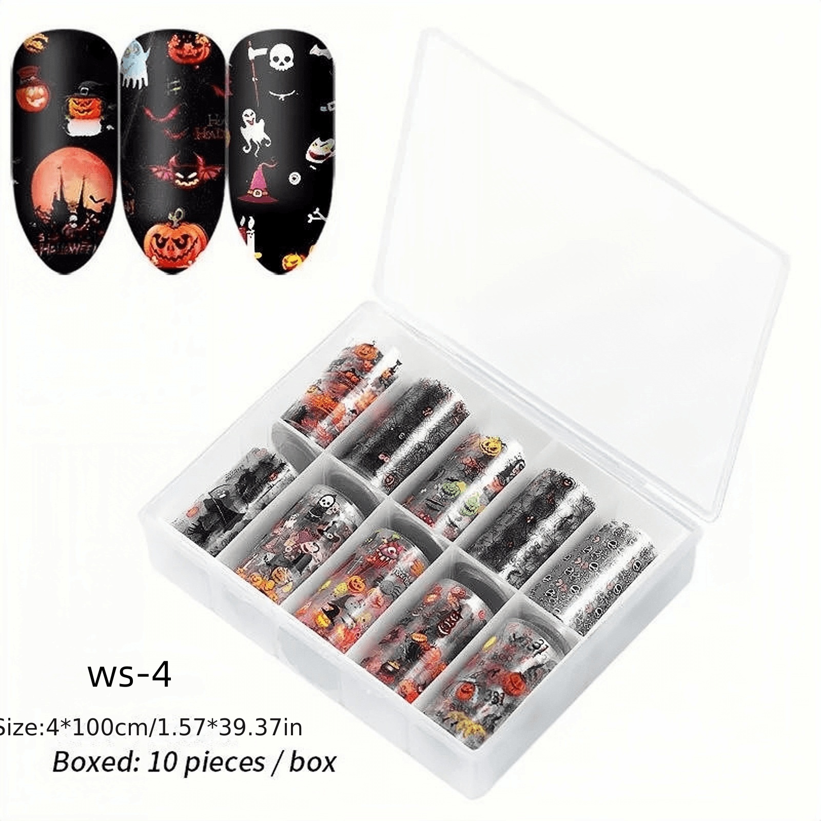 Halloween Nail Foil Transfer Stickers Pumpkin Ghost Decals DIY