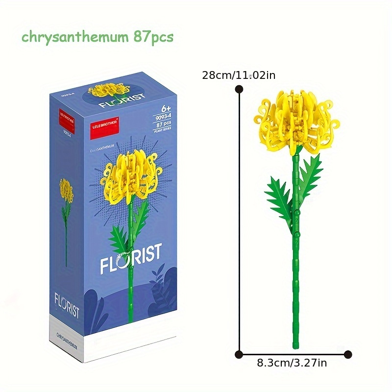 DIY Building Block Flower Bouquet Kit - 12 Models Desk Decor Set