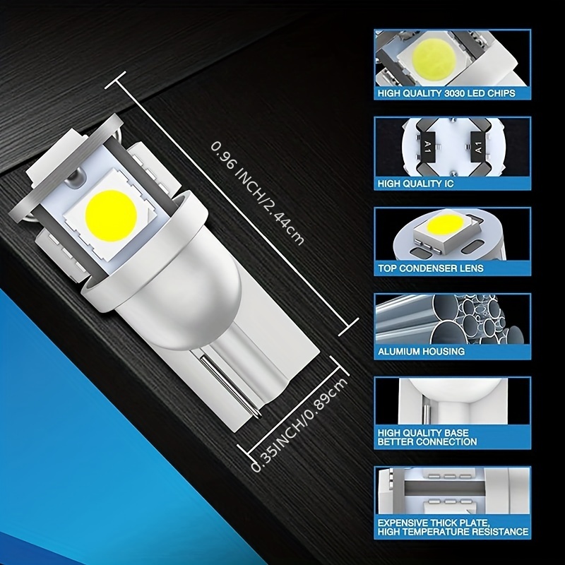 10個のt10 Led電球駐車灯w5w 5050 5smdウェッジ電球カーサイドテール