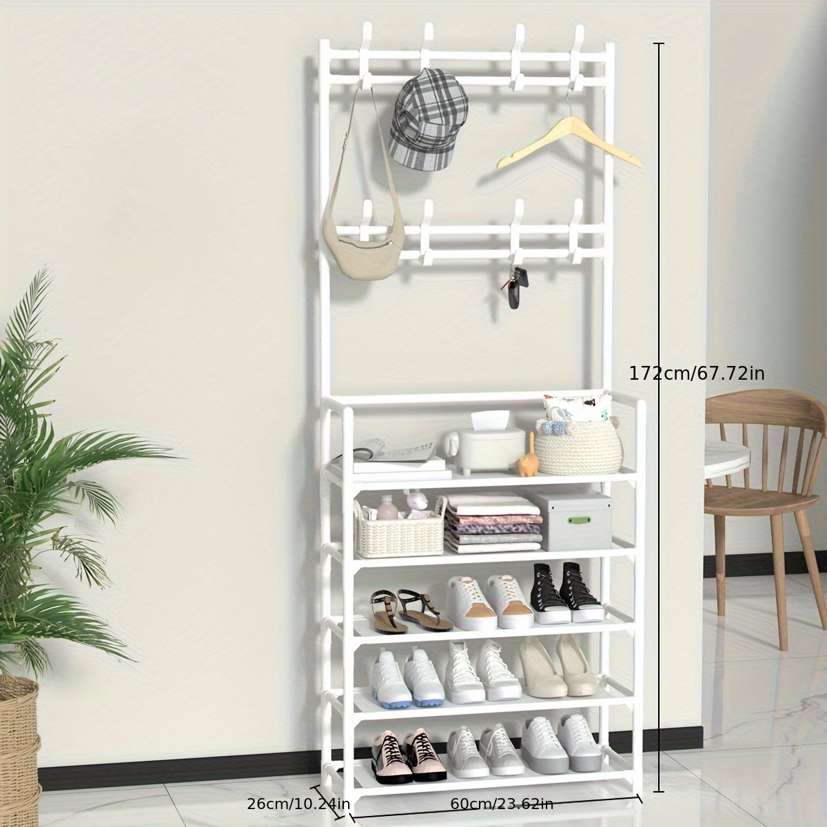 TEMU 5-tier Household Coat Rack, Multi-functional Storage Shoe Rack And Coat Rack, Equipment Rack, Shoe Rack, Decorative Ornaments, Holiday Decor,