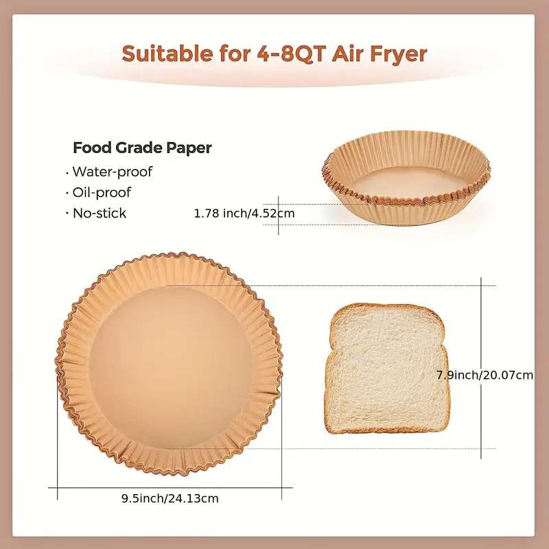 7.9 Inch 8 Inch Square Reusable Air Fryer Disposable Filter Paper