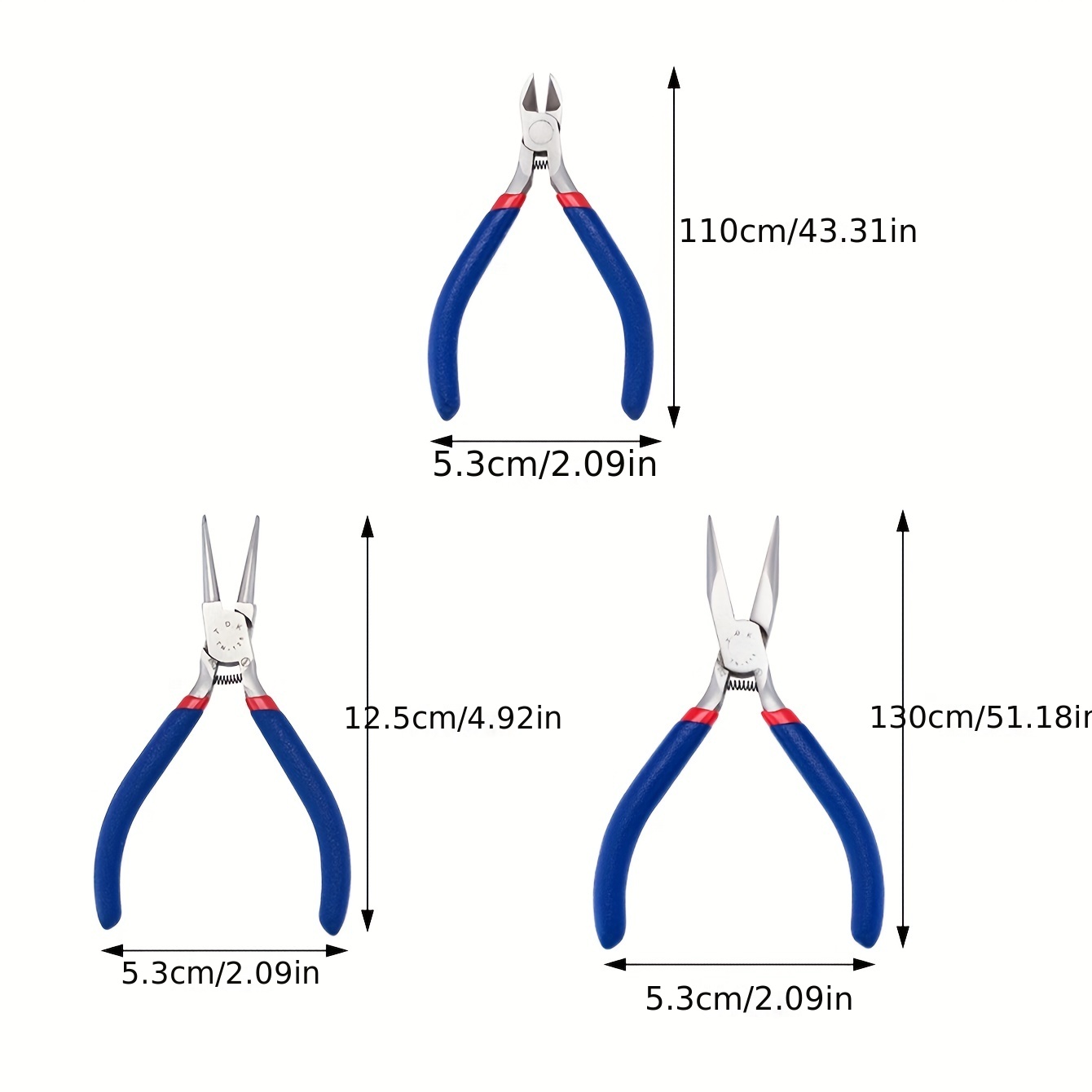 Jewelry Plier for Jewelry Making Supplies, #50 Steel(High Carbon Steel)  Short Chain Nose Pliers, Round Nose Pliers and Side Cutting Pliers,  Midnight Blue, 110~130x53mm