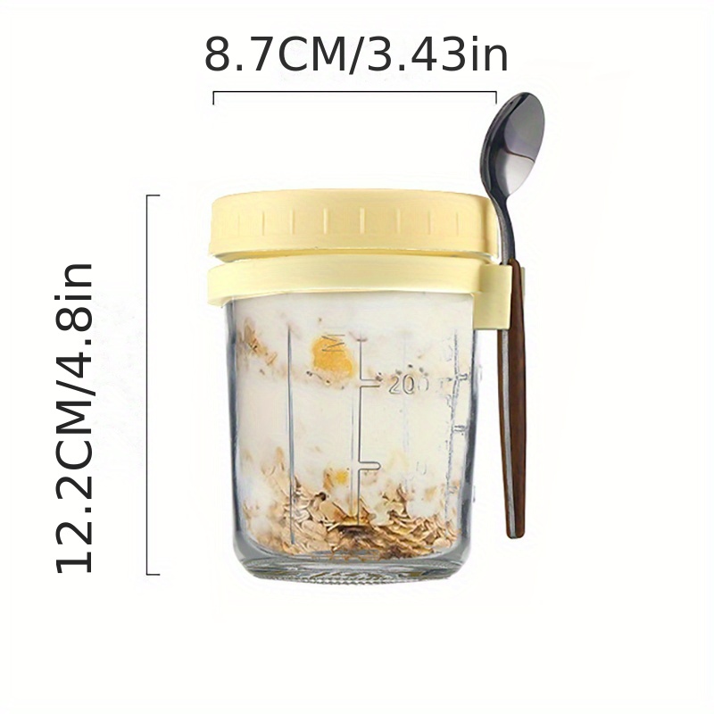 Multipurpose Glass Food Jars For Overnight Oats, Cereal, Milk, Vegetable  And Fruit Salad - Includes Lid And Spoon - Measurement Marks For Easy  Portion Control - Temu United Arab Emirates