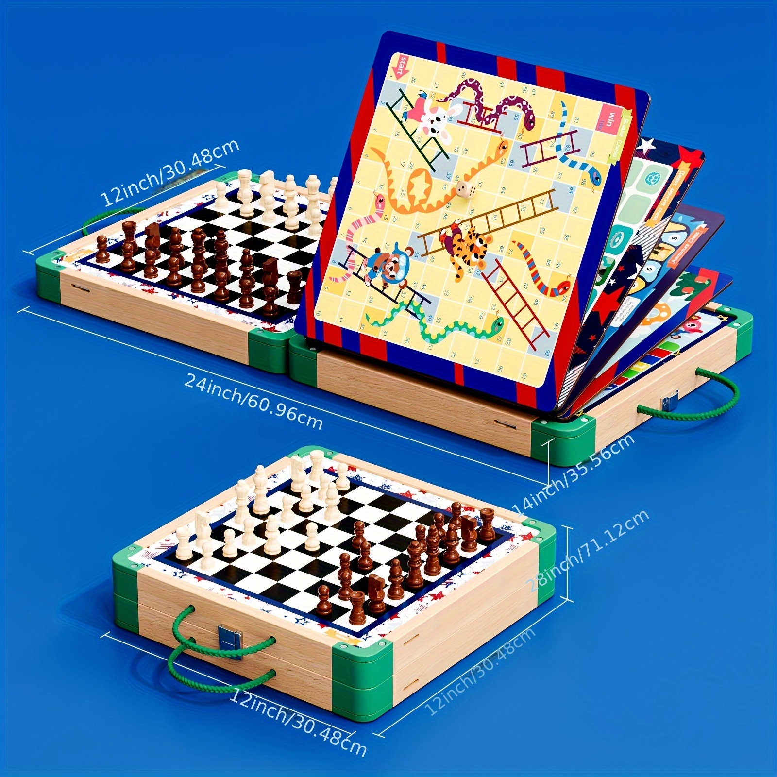 8 in 1 wooden board game set chess set for kids sling puck game board games for family night travel toys for kids chess   table game 2