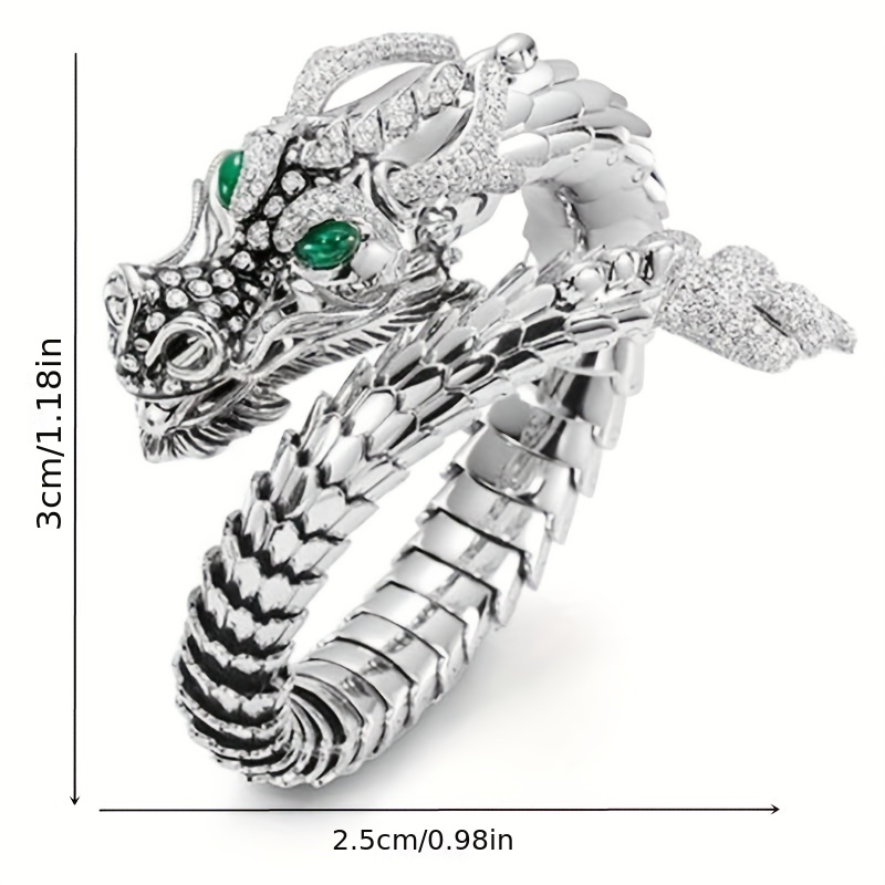 Vintage Men's Rhinestone Dragon Shape Ring Adjustable Ring