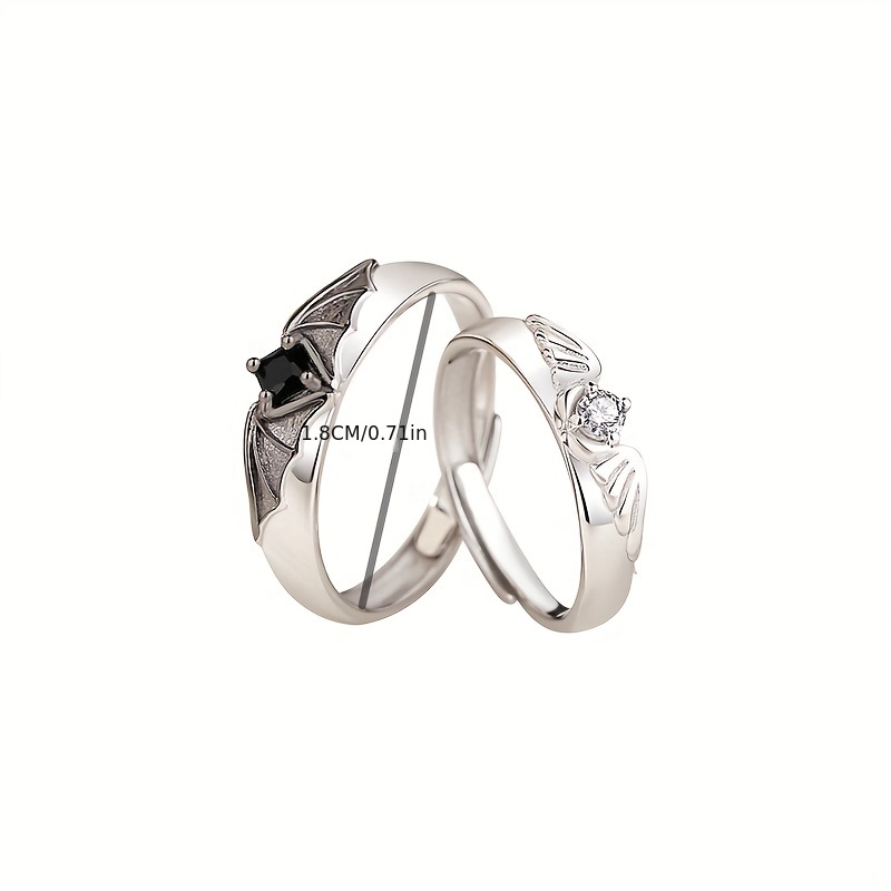 Vintage Couple Ring with Rhinestone Inlay