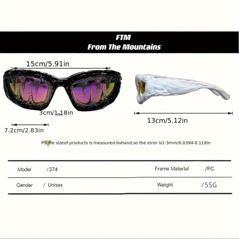 handcrafted trendy hip hop glasses dark cool avant garde design for music festivals halloween and christmas water resistant comfortable wear ideal hip hop photography fashion accessory details 4