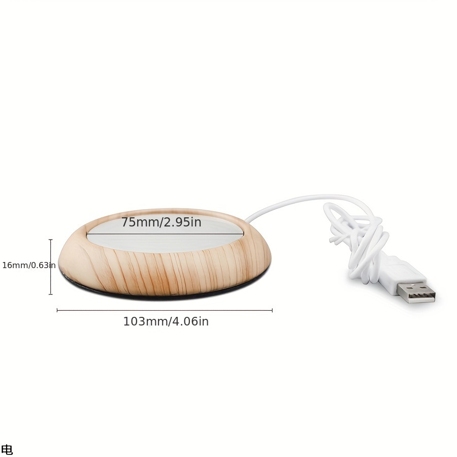 Portable USB Wood Grain Cup Warmer Heating Beverage Mug Mat Coffee Heater  Pad