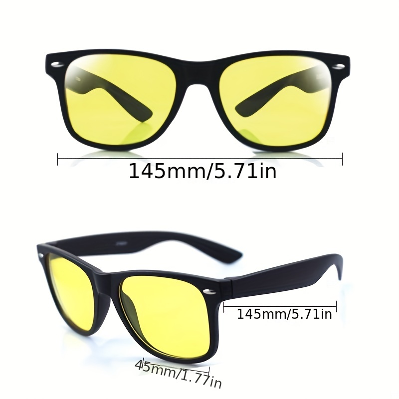 Trendy Simple Yellow Lens Square Sunglasses For Men Women Driving